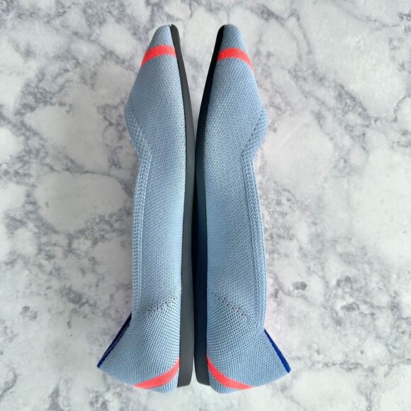 Rothy's The Point Soft Blue Orange Line Ballet Flats - Picture 4 of 12